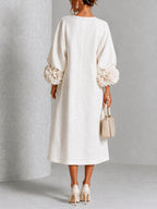 Henrietta | Floral-Cuff Buttoned Midi Dress
