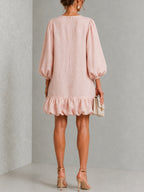 Rosalyn | Floral-Button Puff-Sleeve Mini Dress