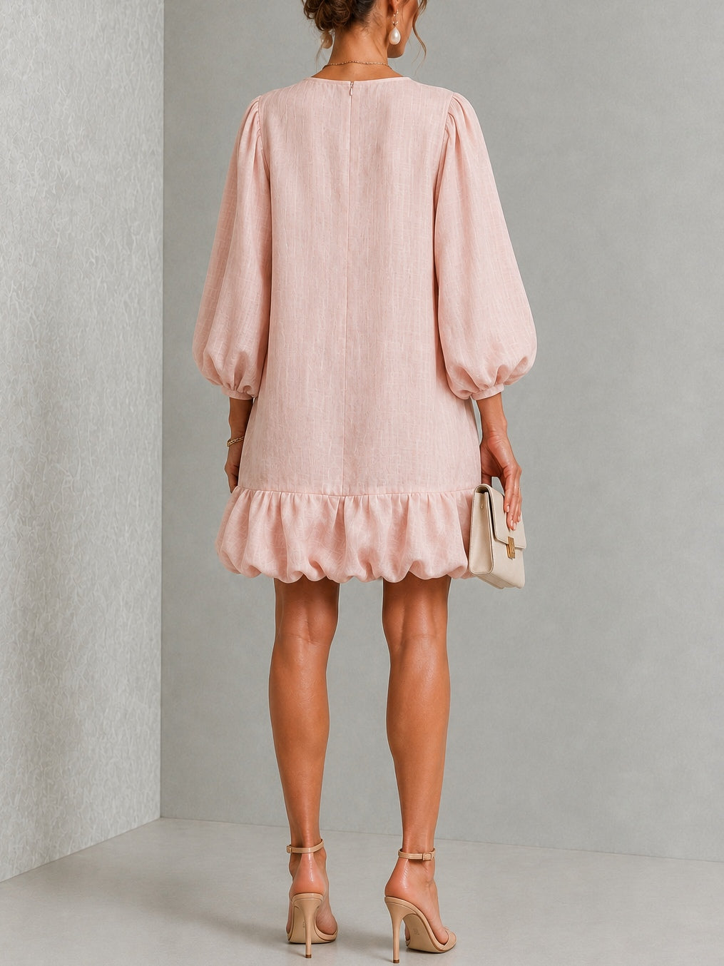 Rosalyn | Floral-Button Puff-Sleeve Mini Dress