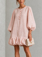 Rosalyn | Floral-Button Puff-Sleeve Mini Dress