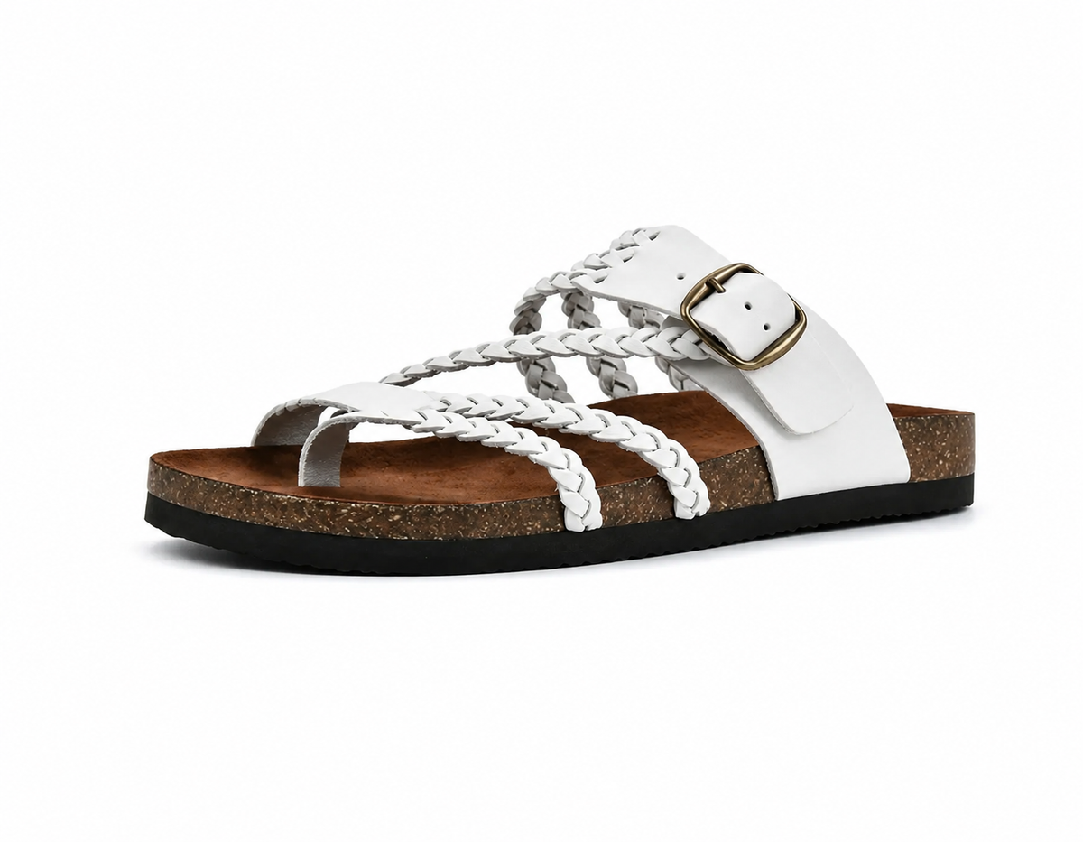 Hayleigh Braided Cork Sandals - Single Buckle