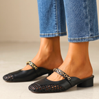 Amelie Woven Leather Mules