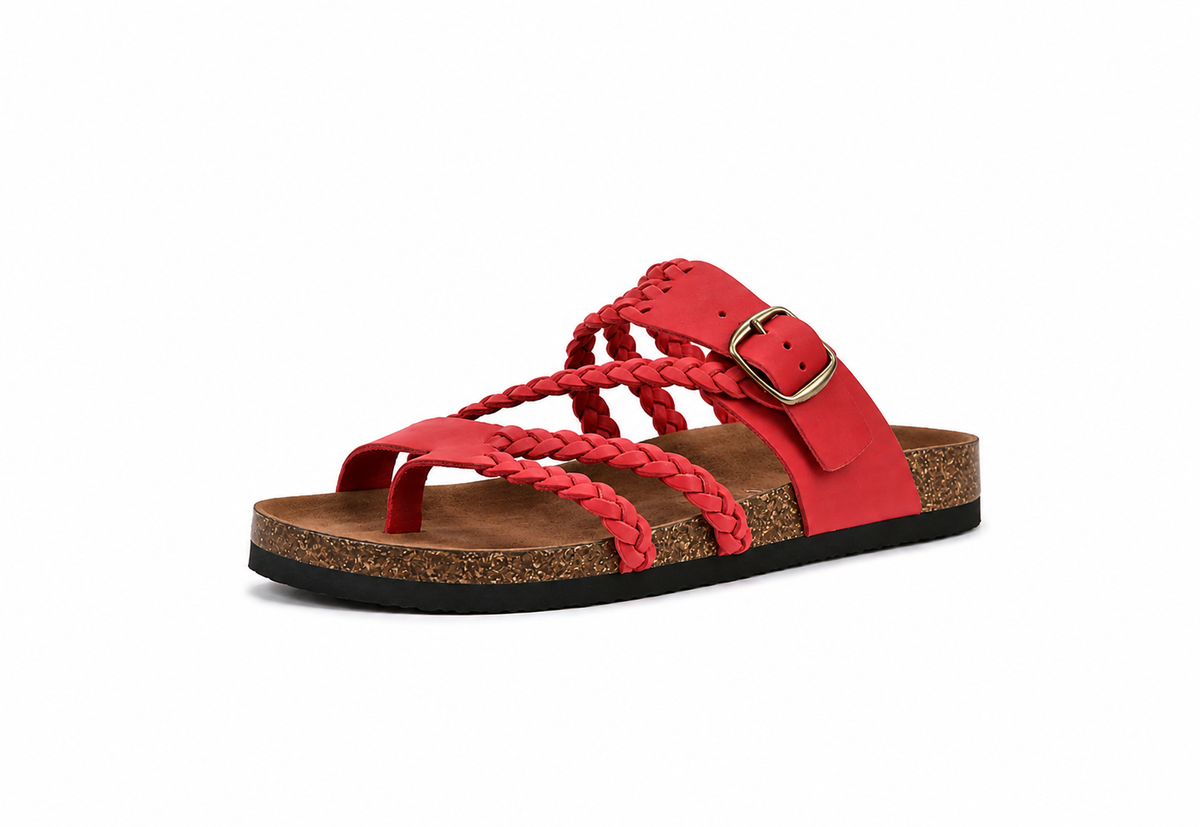Hayleigh Braided Cork Sandals - Single Buckle