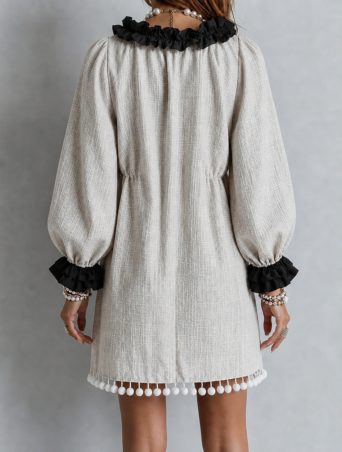 Anneliese | Ruffle-Trim Puff Sleeve Mini Dress