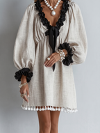 Anneliese | Ruffle-Trim Puff Sleeve Mini Dress